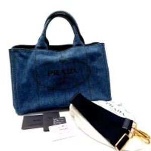 Prada Bag Denim Blue Canapa Tote